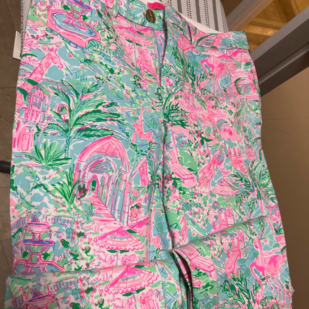 Lilly Pulitzer Kelly Knit Spotted On Worth Bali Blue Pink Pants Sz 2